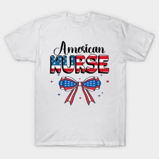 Nurse 4th of July American Flag Patriotic USA Stethoscope T-Shirt